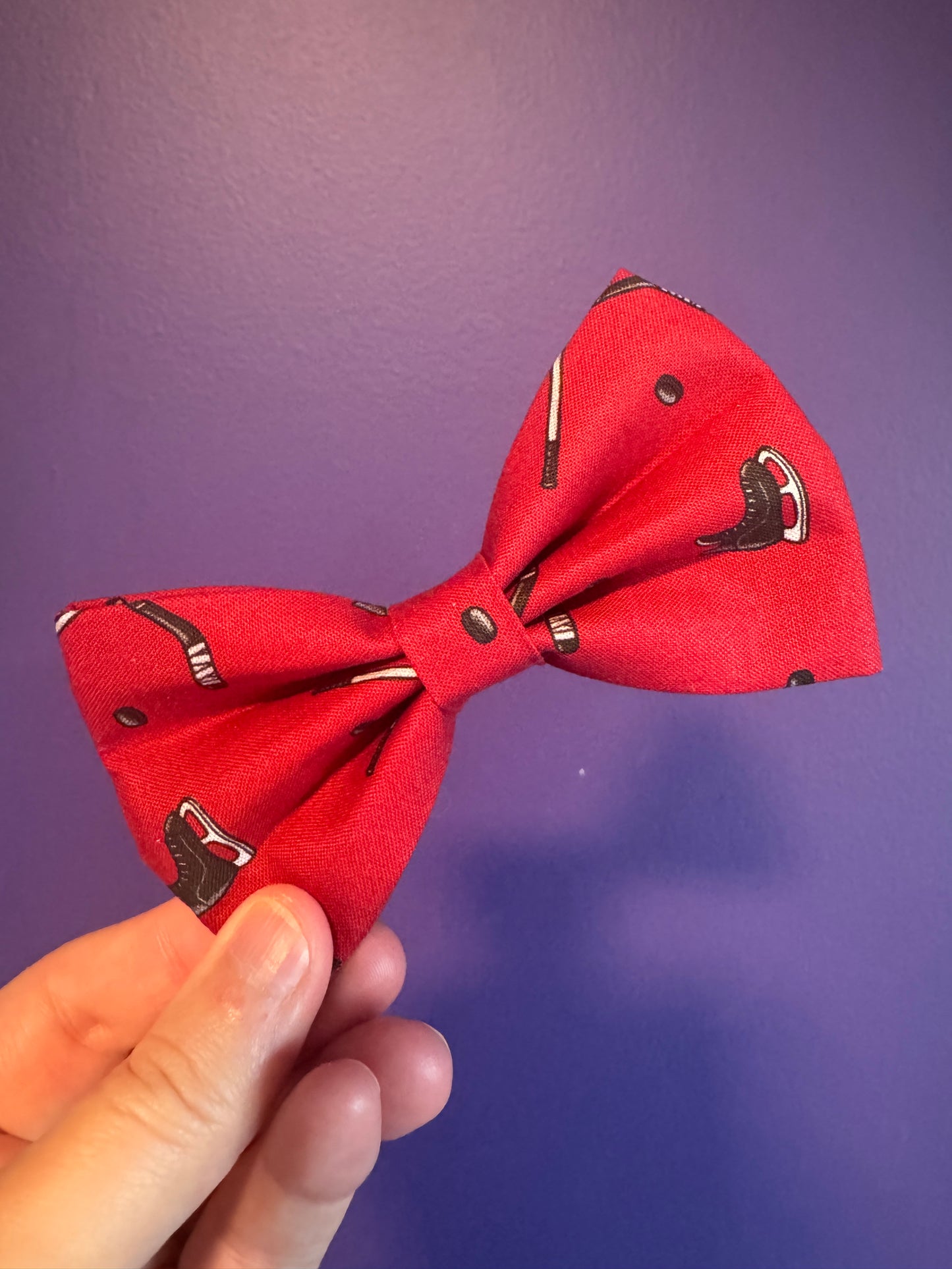 Collar Bow - Red Hockey
