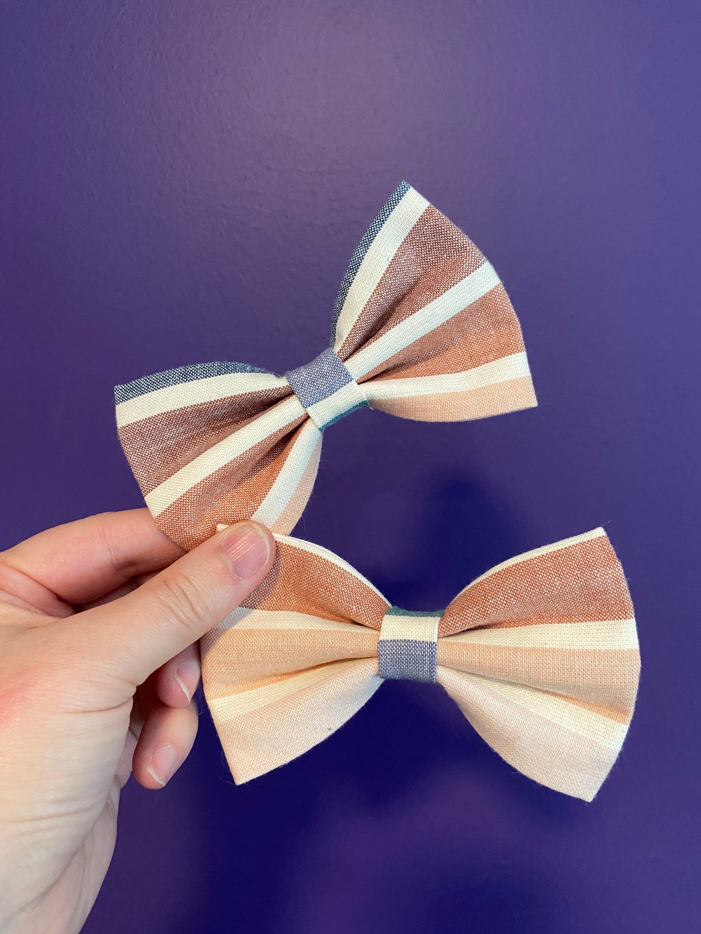 Collar Bow - Neutral Stripes