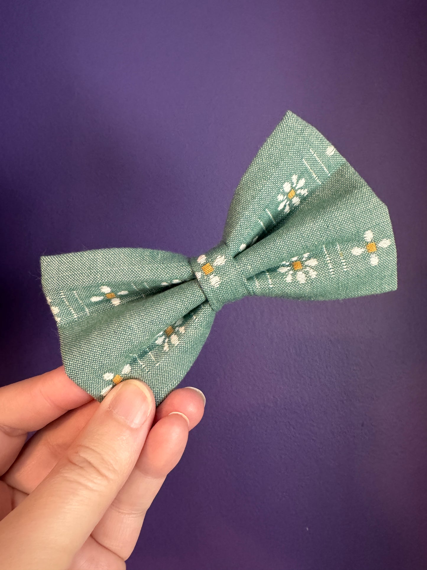 Collar Bow - Teal Daisies